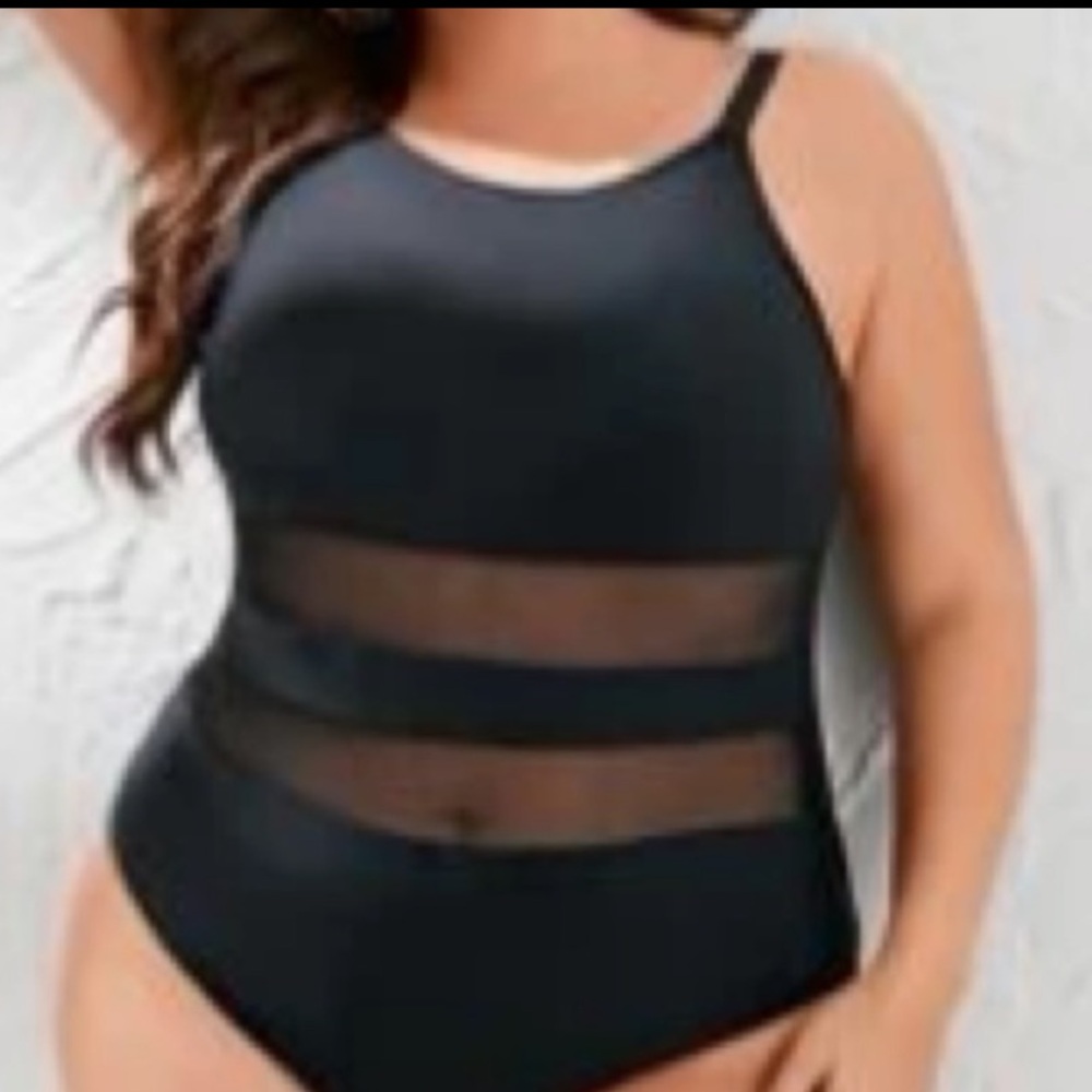 NEW• XL-2X•Soul Sunrise Babe In Black Mesh One Piece Swimsuit - Picture 4 of 13